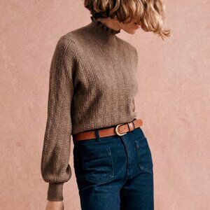 Needs Repairs! Sézane Rosalia Sweater Jumper in Mocha/Taupe